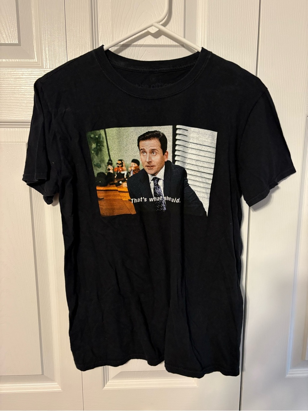 Black Graphic Tee with 'That's What She Said' Print- The Office